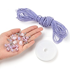 1 sacchetto 480 pezzi di perle acriliche viola trasparenti/imitazione perle&nbsp;DIY-LS0003-03