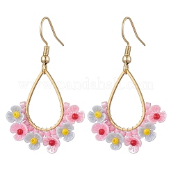 2 пара сережек-капель из смолы и стеклянных бусин EJEW-MZ00401