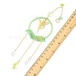 Acchiappasole a forma di fiore a goccia con perline di vetro e acrilico e 201 ciondoli a forma di fata in acciaio inossidabile&nbsp;HJEW-JM04988-01