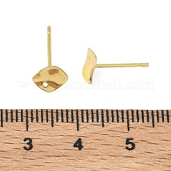真鍮製スタッドピアスパーツ  長持ちメッキ  ラックめっき  ゴールドカラー  カン付き  菱形  7.5x7.5mm  穴：0.8mm  ピン：0.8x12mm&nbsp;KK-G557-07A-G
