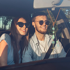 2 ciondolo per auto con perline di vetro&nbsp;HJEW-DR00301