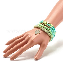 Круглые бусины хейши из натурального сандалового дерева и полимерной глины&nbsp;BJEW-JB07437