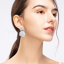 3 пара двухцветных сережек-гвоздиков в форме листа из сплава для женщин&nbsp;EJEW-FI0001-27