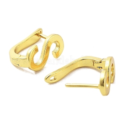 女性用真鍮文字スタッドピアス  鉛フリー＆カドミウムフリー  18KGP本金メッキ  文字S  15.5x7mm&nbsp;EJEW-A038-01S-G
