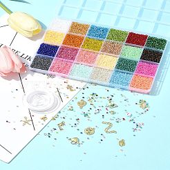 Наборы для изготовления браслетов из круглого стеклянного бисера и подвесок из сплава своими руками&nbsp;DIY-FS0007-19