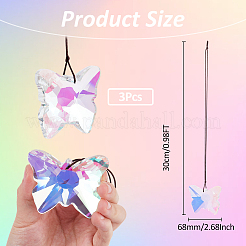 3шт. стеклянная подвеска в виде бабочки AJEW-FH0005-36