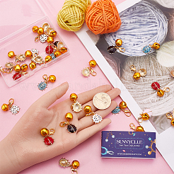 6 комплект подвесок из эмалевого сплава в виде божьей коровки HJEW-SC0001-48