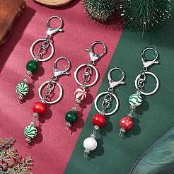 Брелок из натурального окрашенного дерева с круглыми бусинами KEYC-JKC00931