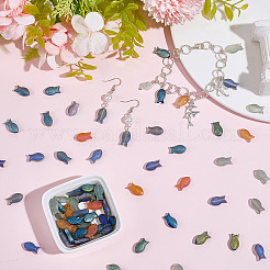 90 шт. 6-цветные стеклянные бусины-рыбки с полным покрытием из матового гальванического стекла&nbsp;EGLA-PA0001-17