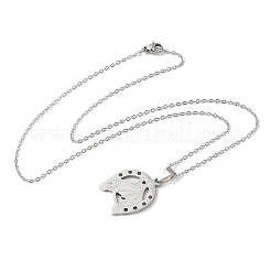 201 collane con ciondolo a forma di cavallo in acciaio inossidabile&nbsp;NJEW-H065-23P