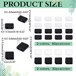 180шт 4 стиля стеклянные бусины с 2 отверстиями SEED-ME0001-09A