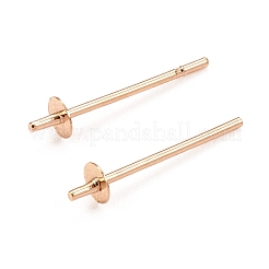 304ステンレススチールスタッドピアス金具  片穴パーツ用  ローズゴールド  14x3mm  ピン：0.6mm&nbsp;STAS-I167-05RG