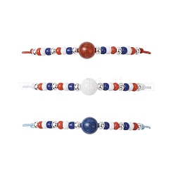 3 шт. 3 цвета День независимости стеклянные бусины плетеные браслеты из бисера&nbsp;BJEW-MZ00179