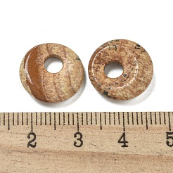 Natürlicher Bildjaspis Donut/Pi-Scheibenanhänger&nbsp;G-G142-02F