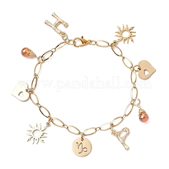 Браслеты с подвесками в виде солнца и сердца из нержавеющей стали 304 для женщин&nbsp;BJEW-JB11959-01