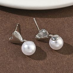 Серьги-гвоздики с подвесками из пластика и латуни в форме сердца&nbsp;EJEW-G452-11P