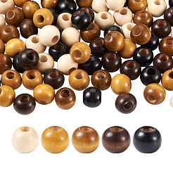 100шт 5 цвета деревянные бусины&nbsp;WOOD-CD0001-13