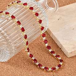 Женские ожерелья в форме сердца из латунного огнеупорного кирпича и прозрачного кубического циркония NJEW-M079-04G