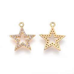 Pendentifs avec zircon cubiques à micro-pavés en laiton&nbsp;KK-F809-09G