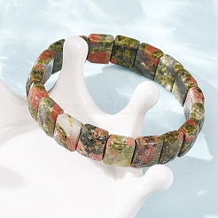 Braccialetti elastici con perline di unakite naturale per unisex&nbsp;G-K303-02H