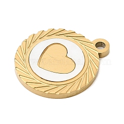 Плоские круглые подвески из натуральных белых ракушек&nbsp;STAS-P431-29G