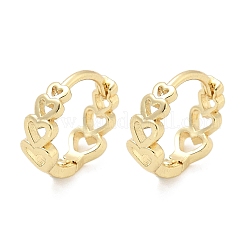Полые латунные серьги-кольца в форме сердца EJEW-Z102-16G