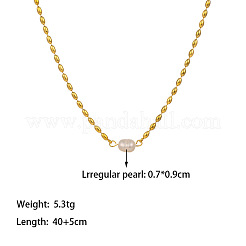 Ожерелья из цепочек из нержавеющей стали 304 и натурального пресноводного жемчуга в форме картофеля для женщин FS-WG4D4E4-01
