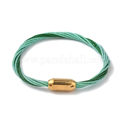 Bracelets en acier inoxydable 304 avec cordon métallique en polyester pour femmes&nbsp;BJEW-Z145-01G