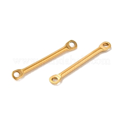 イオンプレーティング（IP）304ステンレススチールコネクタチャーム  バーリンク  18KGP本金メッキ  15x2x1mm  穴：1mm&nbsp;X-STAS-Q323-04D-G