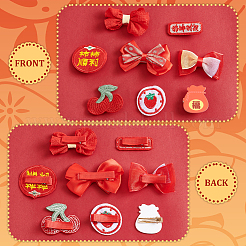 Набор заколок для волос из ткани аллигатора с бантом и цветком в китайском Новом году OHAR-WH0021-31C