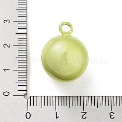 真鍮製ベルペンダント  水琴鈴(すいきんすず)  ラウンドチャーム  黄緑  22x17mm  穴：2.7mm&nbsp;KK-NH0001-02F