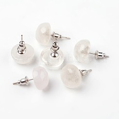 Demi-dôme rond cristal naturel boucles d'oreille&nbsp;EJEW-L171-02