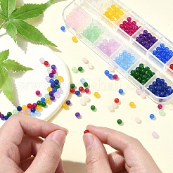 Наборы для самостоятельного изготовления круглых натуральных и окрашенных малайзийских нефритовых бусин&nbsp;DIY-YW0011-50