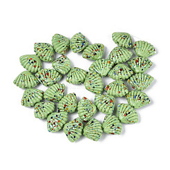 手作りランプワークビーズ連売り  シェル形状  薄緑  17~20x23~26x10~11mm  穴：1~1.5mm  20.47~21.26''（52~54センチメートル）&nbsp;X1-LAMP-T026-03D