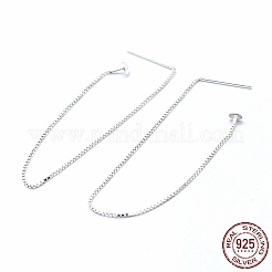 925スターリングシルバースタンドピアスパーツ  スタンプ925個付き  アメリカンピアス  ベネチアンチェーン付き  銀  98x0.8mm  ピン：0.8mm&nbsp;STER-I014-05S