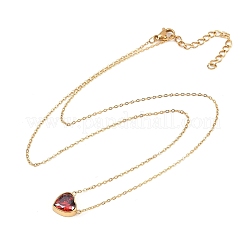 Ожерелья с подвеской в форме сердца из нержавеющей стали 304 с кубическими цирконами и стеклом&nbsp;NJEW-H088-06G