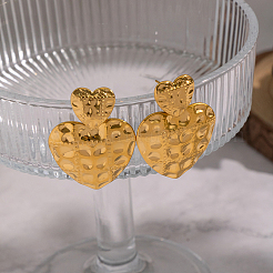 Серьги-гвоздики в форме сердца с текстурированной поверхностью&nbsp;WF7533