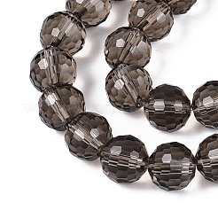 クリアガラスビーズ連売り  ファセット（96ファセット）  ラウンド  グレー  8mm  穴：1mm  約68~70個/連  20.47~21.06インチ（52~53.5cm）&nbsp;GLAA-R095-8mm-37
