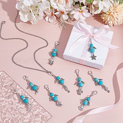 24 шт. 8 стиля подвески из сплава и синтетической бирюзы&nbsp;HJEW-DR00150
