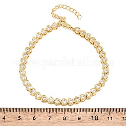 Pulseras de eslabones de latón con circonitas cúbicas en forma de corazón.&nbsp;KK-CBA960E-15G