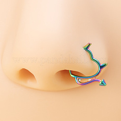 316l サージカルステンレススチール フープ ノーズリング  軟骨ピアス  邪悪な心  虹色  内径：8mm  ピン：0.8mm&nbsp;WGE451E-03
