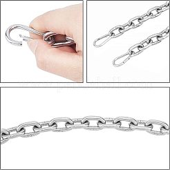 DIYチェーンデコレーションジュエリー製作キット  304ステンレススチールアズキチェーンとロッククライミングカラビナ付き  ステンレス鋼色  28x17.5x5mm  50cm/連について  1連 /箱&nbsp;DIY-UN0002-18P