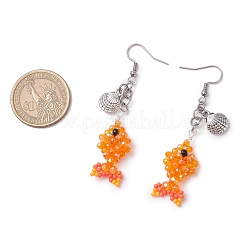 Серьги-подвески из нержавеющей стали 304 в форме рыбы с ракушкой&nbsp;EJEW-MZ00436