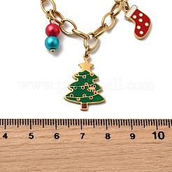 Женские ожерелья с подвеской в виде Санта-Клауса из нержавеющей стали 304 NJEW-Z092-03G