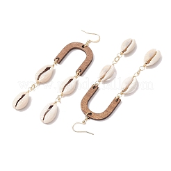 Серьги с подвесками в форме ракушки каури EJEW-JE06344