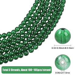 3 нити прозрачных стеклянных круглых бусин&nbsp;DGLA-PA0001-02B