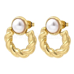 Серьги-гвоздики с жемчугом из АБС-пластика 201 из нержавеющей стали EJEW-Z151-13G-03