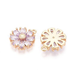 Настоящие 18к позолоченные латунные подвески с микропаве и кубическим цирконием&nbsp;X-KK-S360-043B-NF