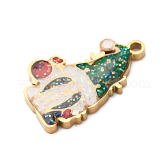 Рождественские эмалевые подвески из нержавеющей стали 304&nbsp;LS-STAS-B112-02G-09