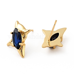 Серьги-гвоздики в виде звезды с кубическим цирконием&nbsp;EJEW-G297-26G